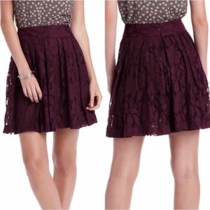 Ann Taylor LOFT plum purple lace overlay a-line skirt size 4P